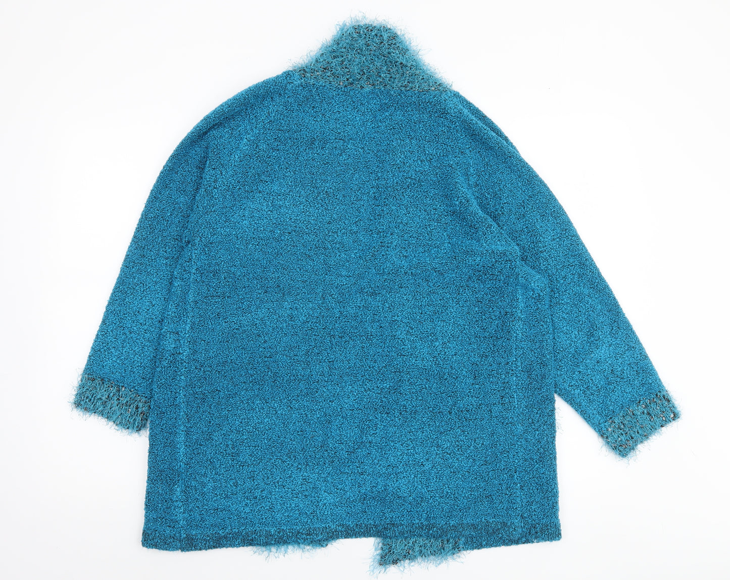 Iltex Women’s Blue Open Knit Open Front Cardigan M Acrylic Blend