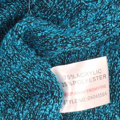Iltex Women’s Blue Open Knit Open Front Cardigan M Acrylic Blend