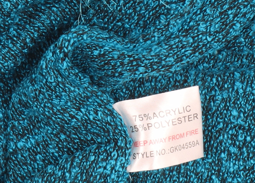 Iltex Women’s Blue Open Knit Open Front Cardigan M Acrylic Blend