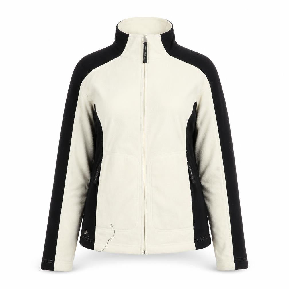 Front view of Stormtech Women's Black White Fleece Full Zip Jacket, size S