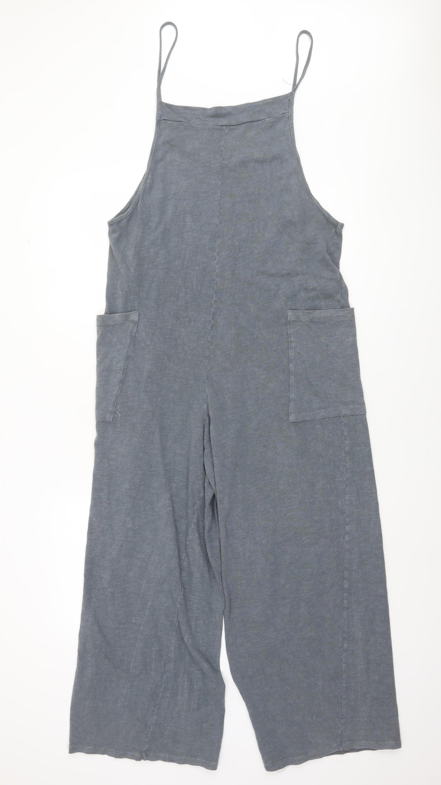 Pull & Bear Women’s Grey Cotton Wide-Leg Jumpsuit Size M