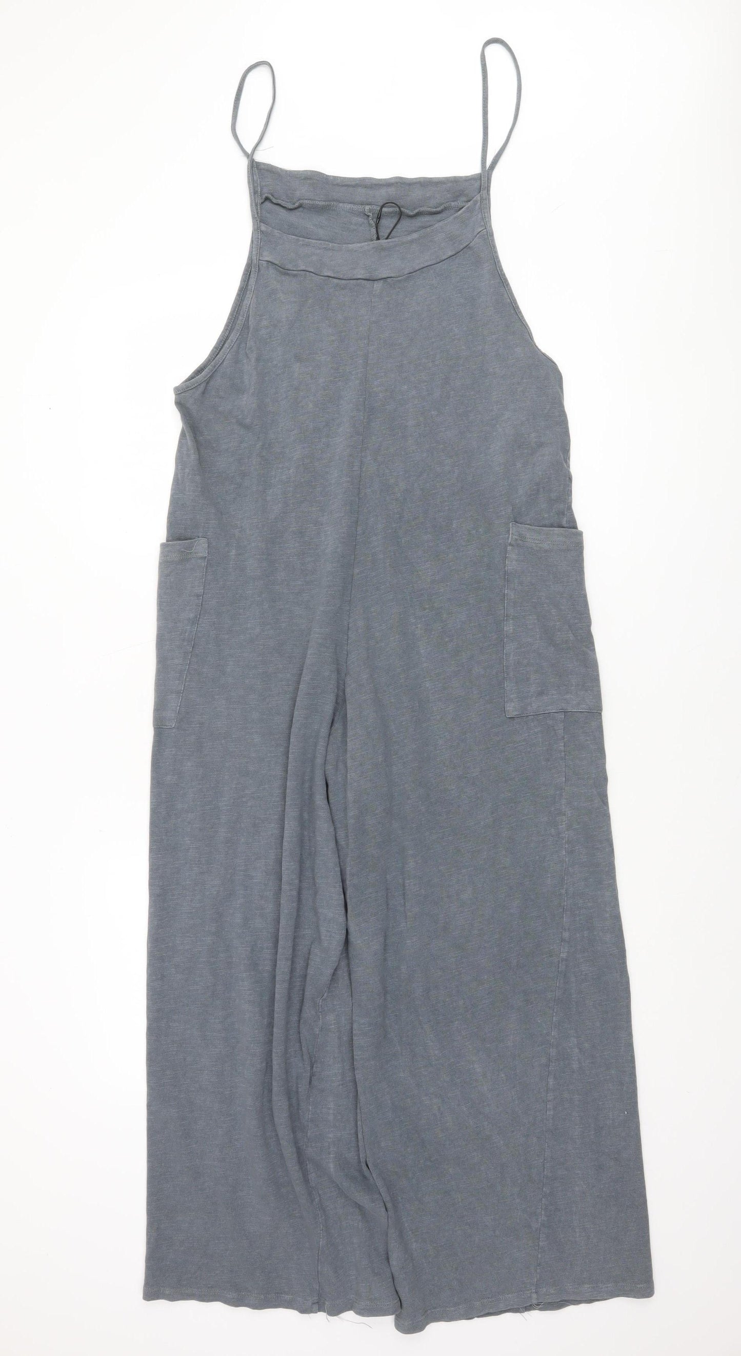 Pull & Bear Women’s Grey Cotton Wide-Leg Jumpsuit Size M