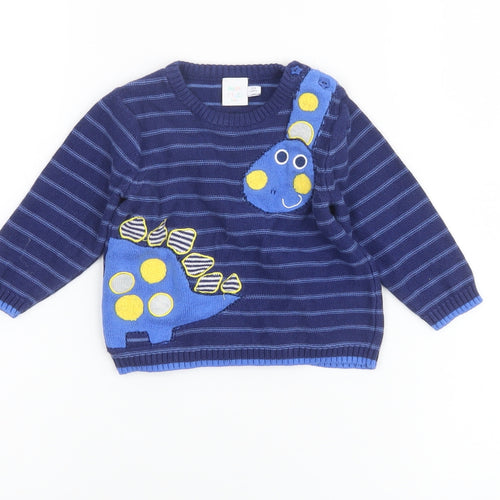 Mini Club Baby Blue Dinosaur Knit Jumper 3-6 Months Unisex Pullover