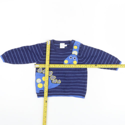 Mini Club Baby Blue Dinosaur Knit Jumper 3-6 Months Unisex Pullover