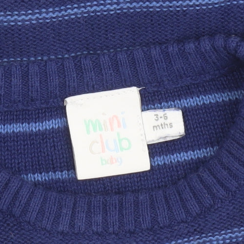 Mini Club Baby Blue Dinosaur Knit Jumper 3-6 Months Unisex Pullover