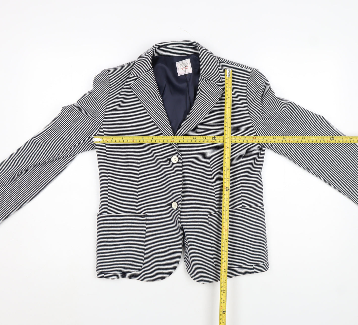 Gap Women’s Navy Striped Modern Blazer UK 10 Cotton Blend Jacket