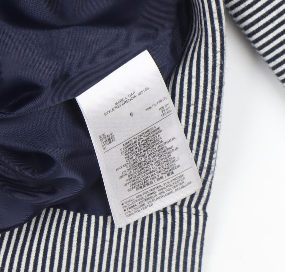 Gap Women’s Navy Striped Modern Blazer UK 10 Cotton Blend Jacket