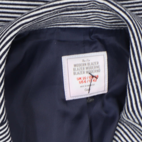 Gap Women’s Navy Striped Modern Blazer UK 10 Cotton Blend Jacket