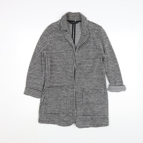 F&F Women Black & White Houndstooth Coatigan UK 6 Classic Long Lined