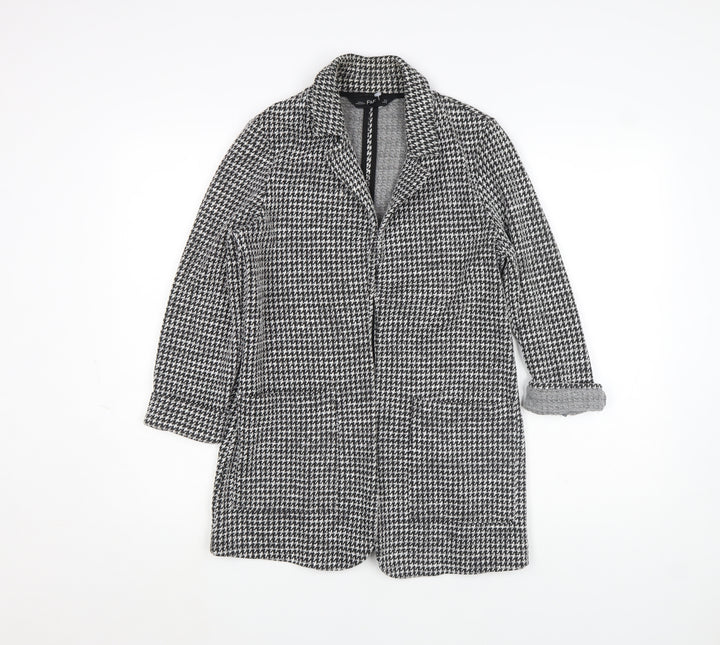 F&F Women Black & White Houndstooth Coatigan UK 6 Classic Long Lined