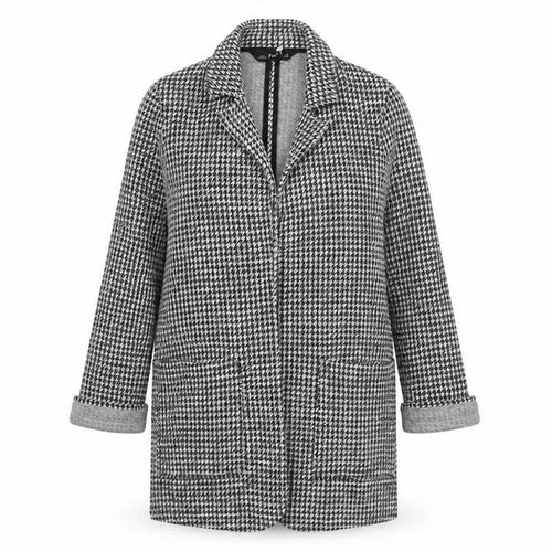 F&F Women Black & White Houndstooth Coatigan UK 6 Classic Long Lined