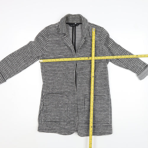 F&F Women Black & White Houndstooth Coatigan UK 6 Classic Long Lined