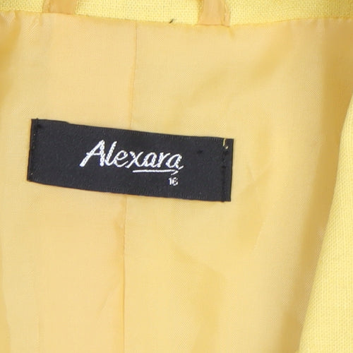 Alexara Women Yellow Linen Blend Short Sleeve Blazer Size 16