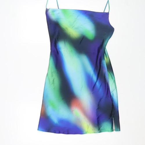 Bershka Women Multicoloured Size 8 Slip Dress Summer Satin