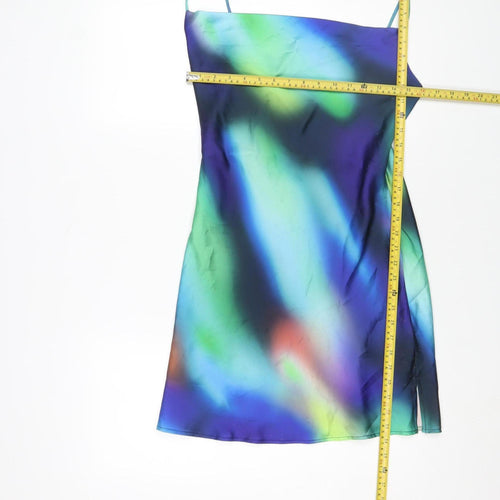 Bershka Women Multicoloured Size 8 Slip Dress Summer Satin