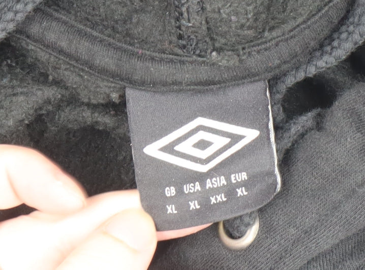 Umbro Men's Black XL Pullover Hoodie Fleece Lined Sportswear