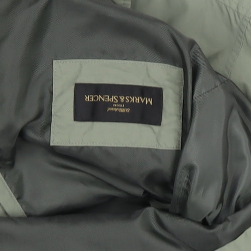 Marks and Spencer Men’s Green L Rain Coat Full Zip Water Resistant Jacket