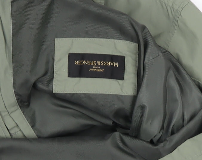 Marks and Spencer Men’s Green L Rain Coat Full Zip Water Resistant Jacket