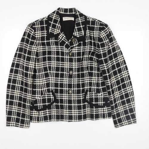 Jacques Vert Women's Black Check Wool Blend Blazer Size 14