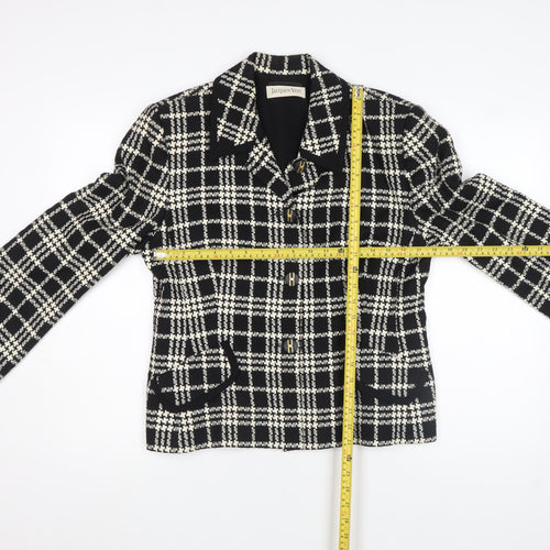 Jacques Vert Women's Black Check Wool Blend Blazer Size 14