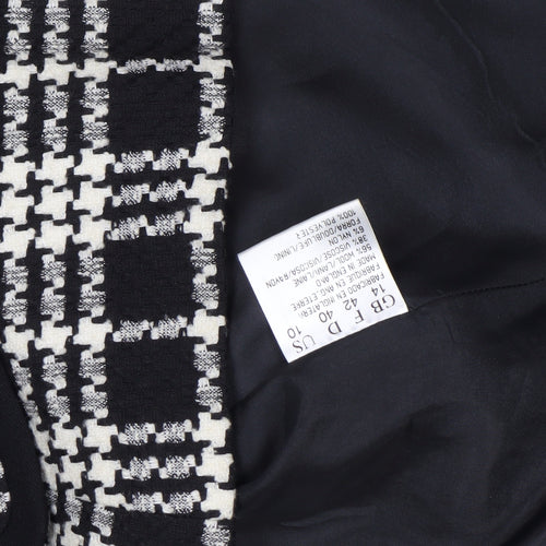 Jacques Vert Women's Black Check Wool Blend Blazer Size 14