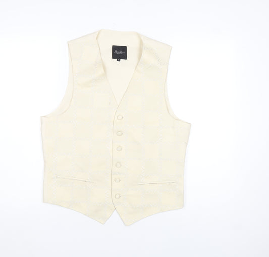 Moss Bros Men's Ivory Formal Waistcoat M Shawl Collar Wedding Vest