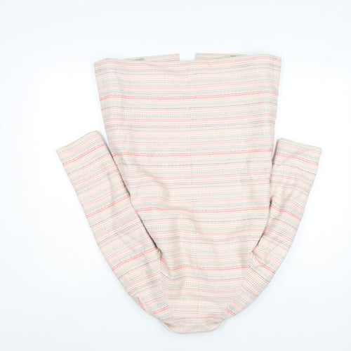 Jigsaw Junior Girls Beige Striped Mid-Length Coat 8 Years Cotton Blend