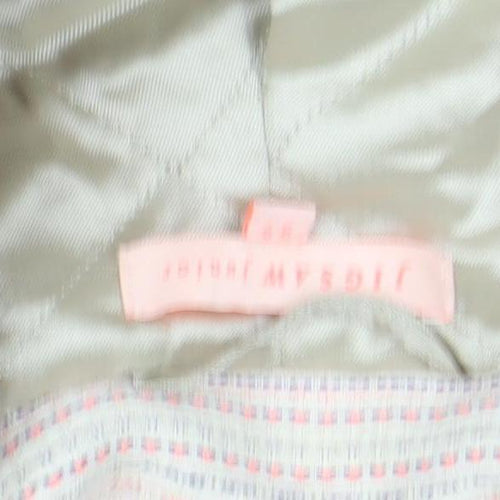 Jigsaw Junior Girls Beige Striped Mid-Length Coat 8 Years Cotton Blend