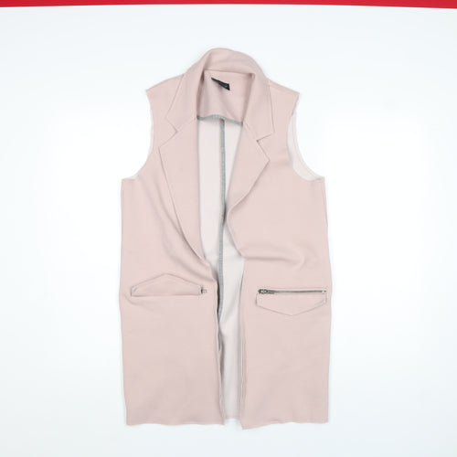 Topshop Women's Pink Long Sleeveless Waistcoat Size 8 Classic Style