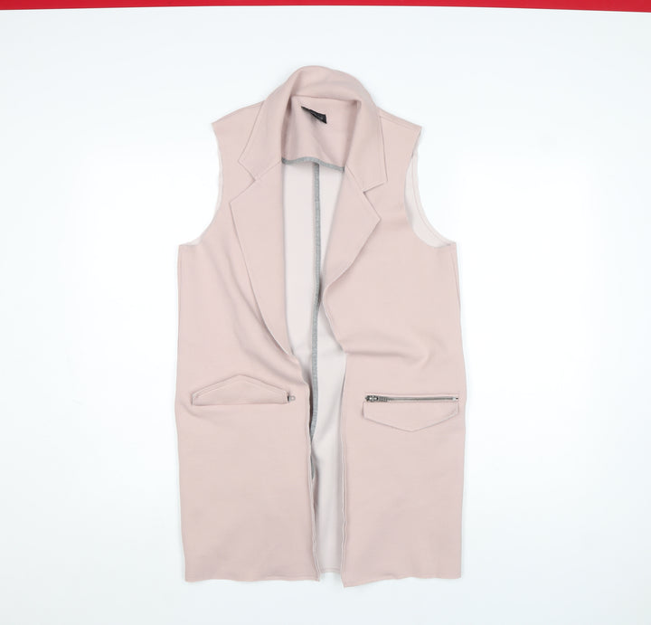 Topshop Women's Pink Long Sleeveless Waistcoat Size 8 Classic Style