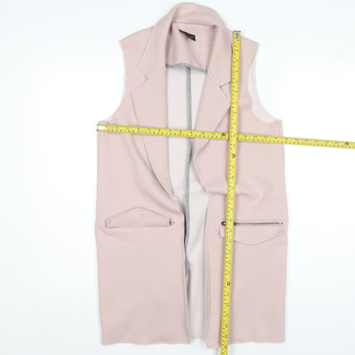 Topshop Women's Pink Long Sleeveless Waistcoat Size 8 Classic Style