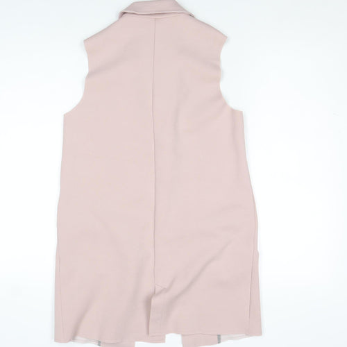 Topshop Women's Pink Long Sleeveless Waistcoat Size 8 Classic Style