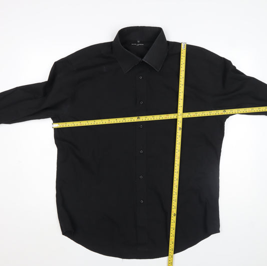 Guide London Men's Black Long Sleeve Formal Dress Shirt Size L
