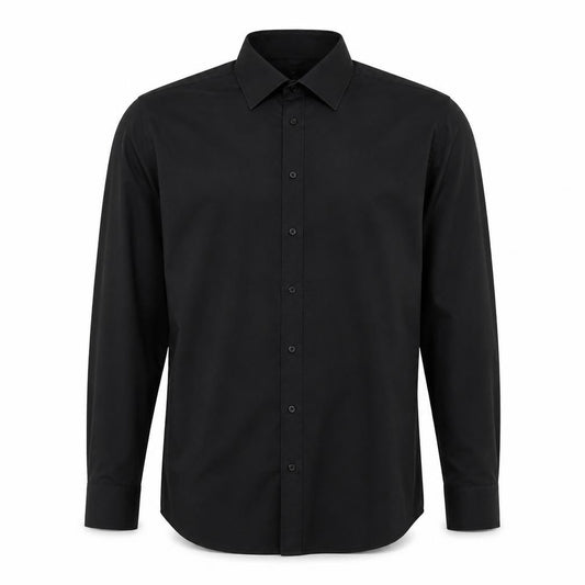 Guide London Men's Black Long Sleeve Formal Dress Shirt Size L