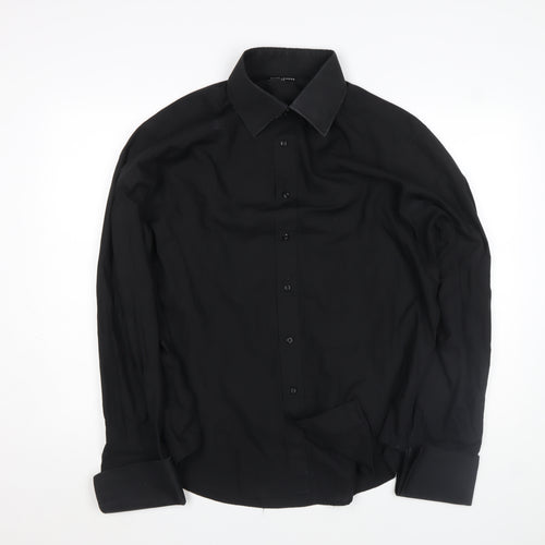 Guide London Men's Black Long Sleeve Formal Dress Shirt Size L