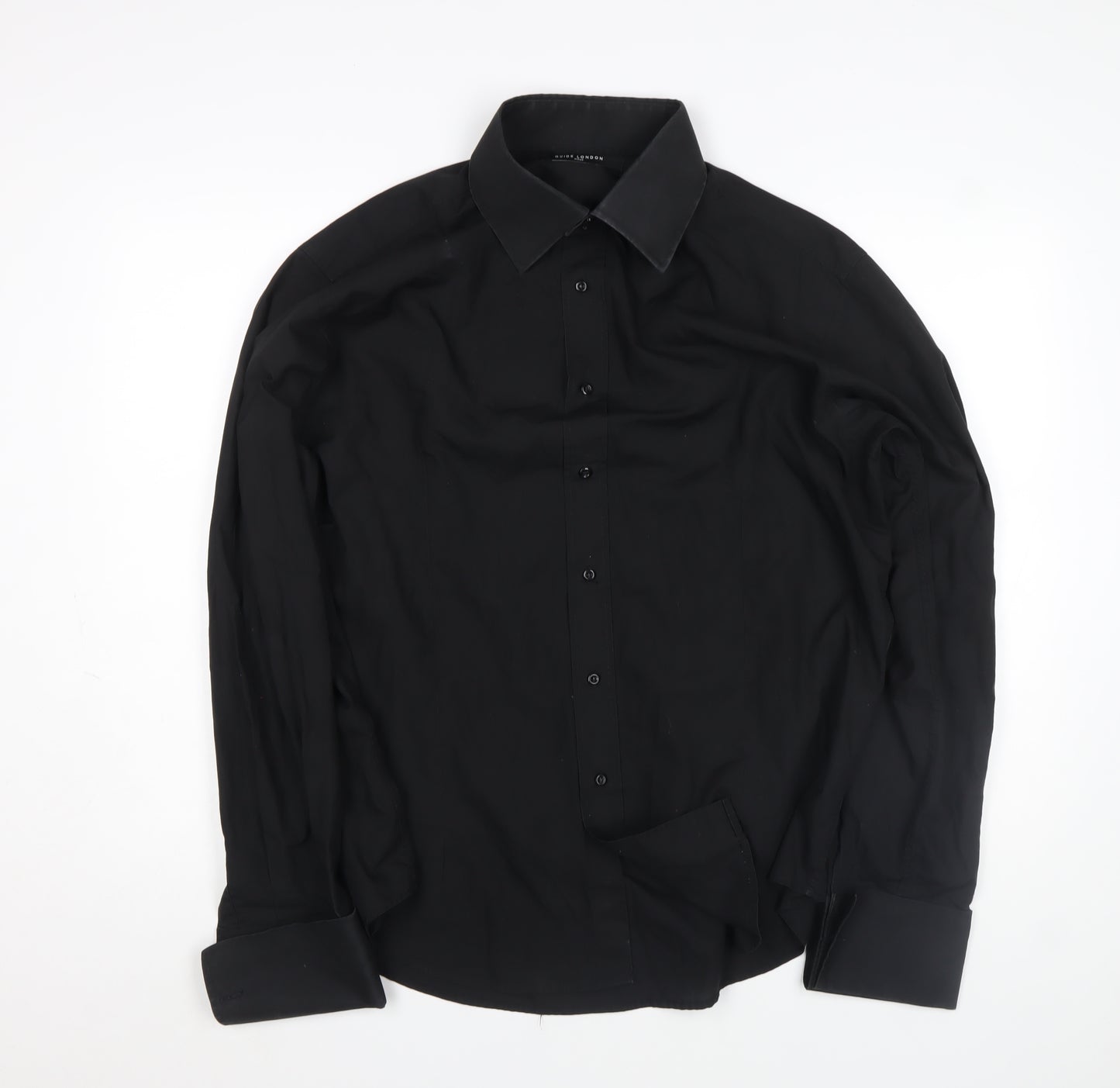 Guide London Men's Black Long Sleeve Formal Dress Shirt Size L