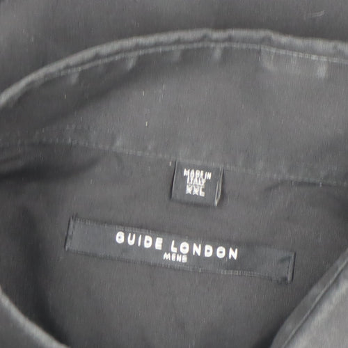 Guide London Men's Black Long Sleeve Formal Dress Shirt Size L