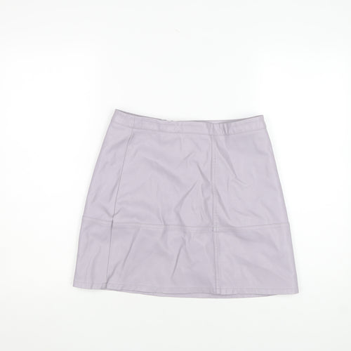 New Look Womens Lilac Faux Leather Straight Mini Skirt Size 10