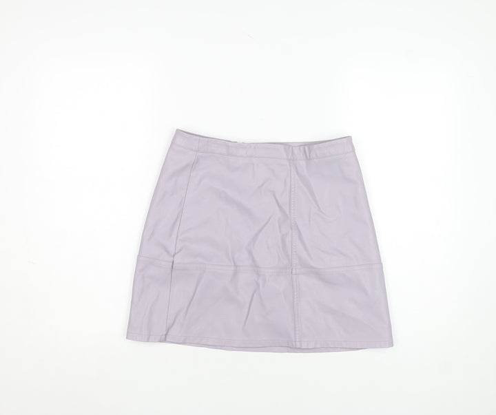 New Look Womens Lilac Faux Leather Straight Mini Skirt Size 10
