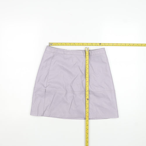 New Look Womens Lilac Faux Leather Straight Mini Skirt Size 10
