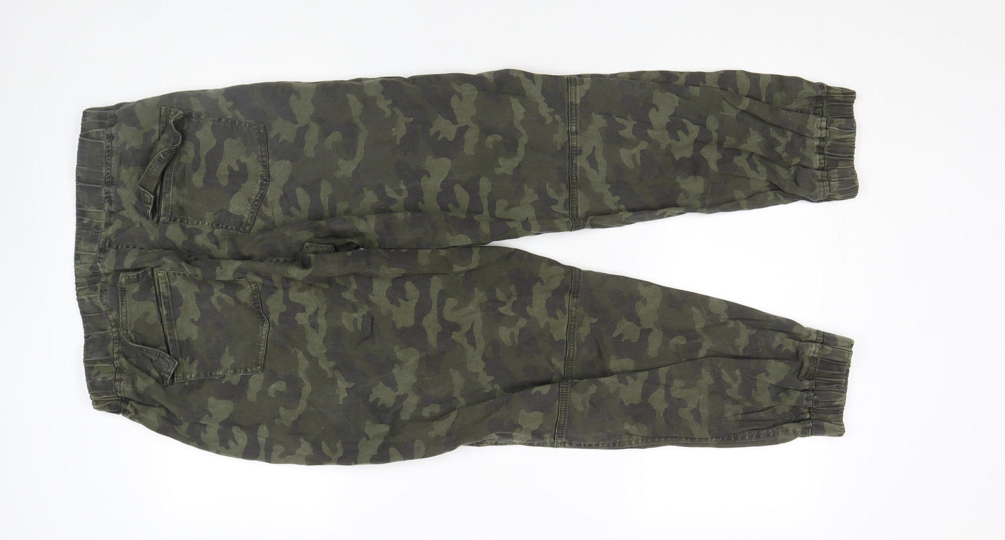 Hush Unisex Green Camouflage Relaxed Jogger Trousers Size 10