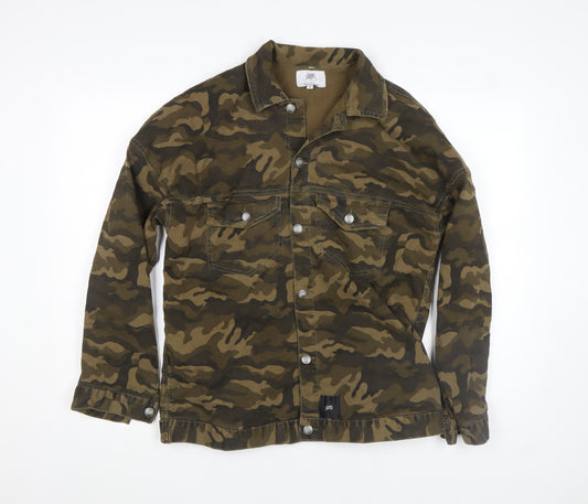 Scotch & Soda Men's Green Camouflage Cotton Military Jacket Size M