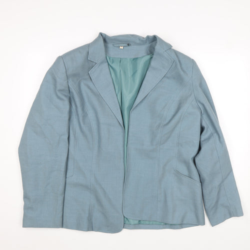 EWM Women Blue Size 20 Regular Fit Notch Lapel Lined Blazer