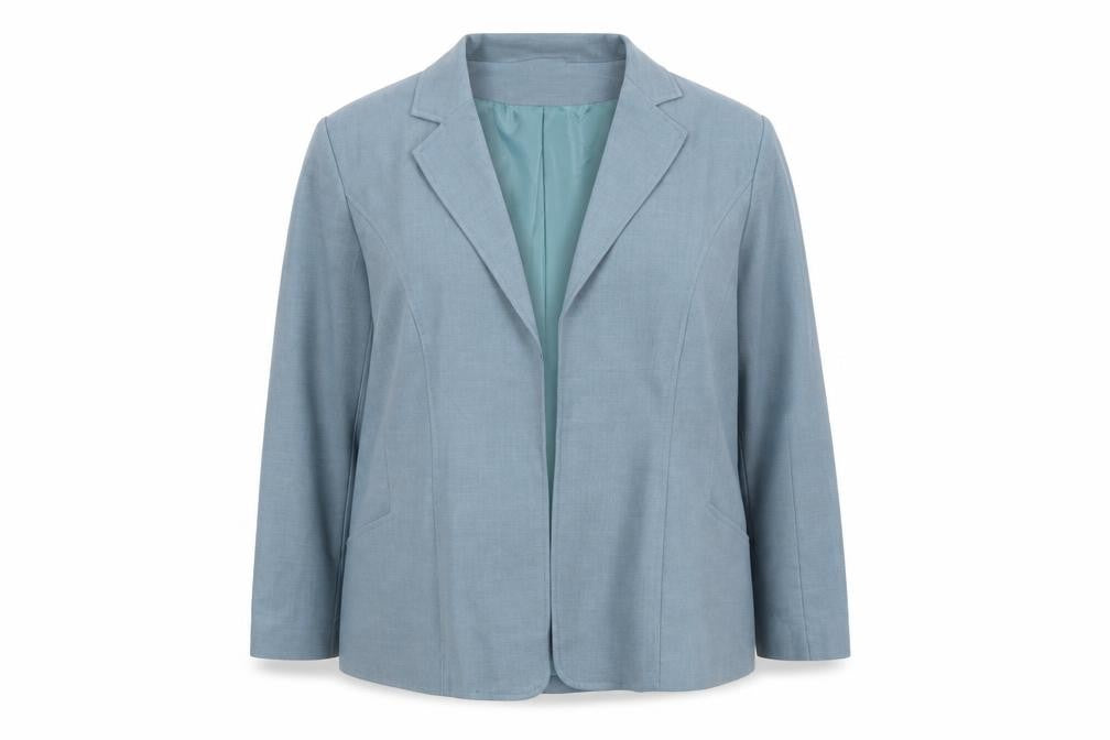 Front view of EWM Women Blue, size 20, Regular Fit Notch Lapel Lined Blazer