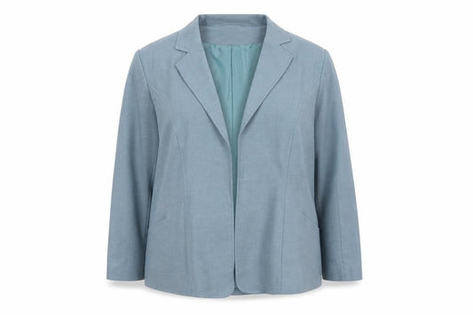 Front view of EWM Women Blue, size 20, Regular Fit Notch Lapel Lined Blazer