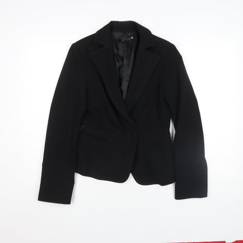 Mariella Rosati Women Black Size 14 Single-Breasted Blazer Jacket