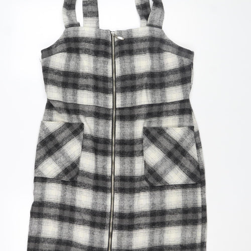 Therapy London Women's Grey Check Pinafore Dress Size 14