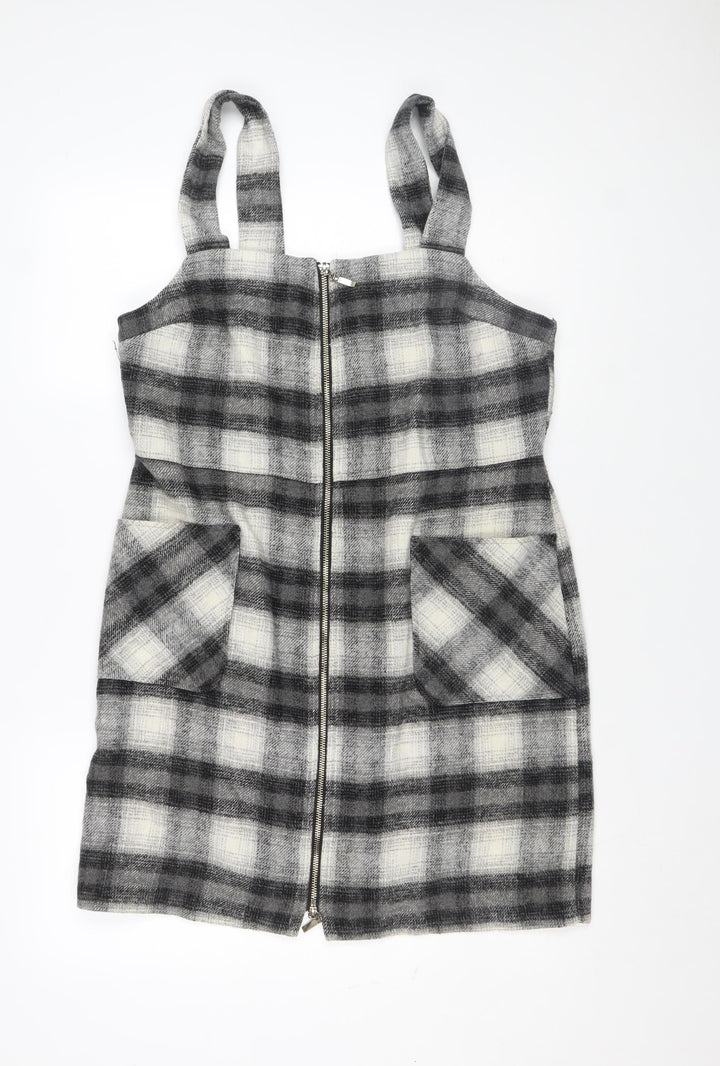 Therapy London Women's Grey Check Pinafore Dress Size 14