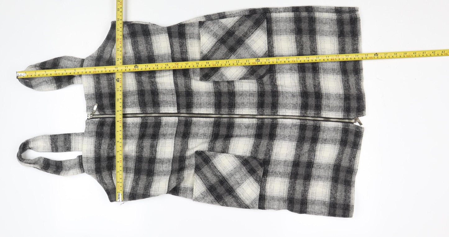 Therapy London Women's Grey Check Pinafore Dress Size 14