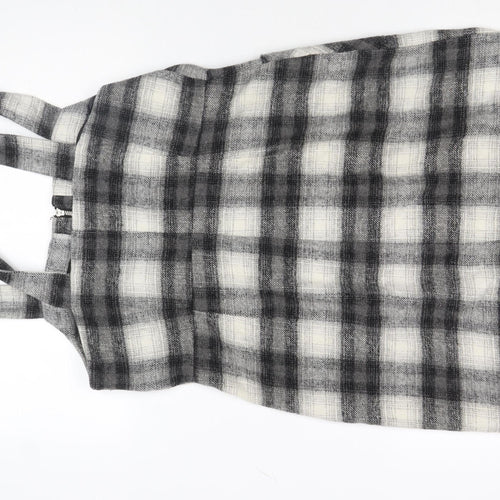 Therapy London Women's Grey Check Pinafore Dress Size 14